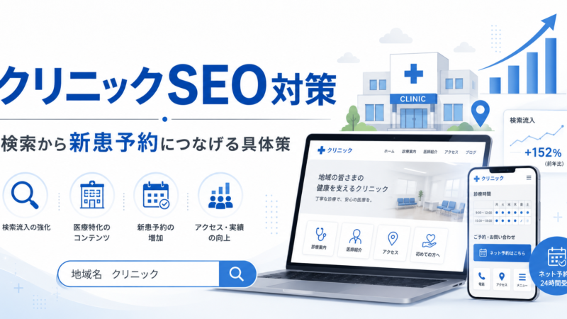 クリニックのSEO対策で検索から新患予約につなげるイメージ画像